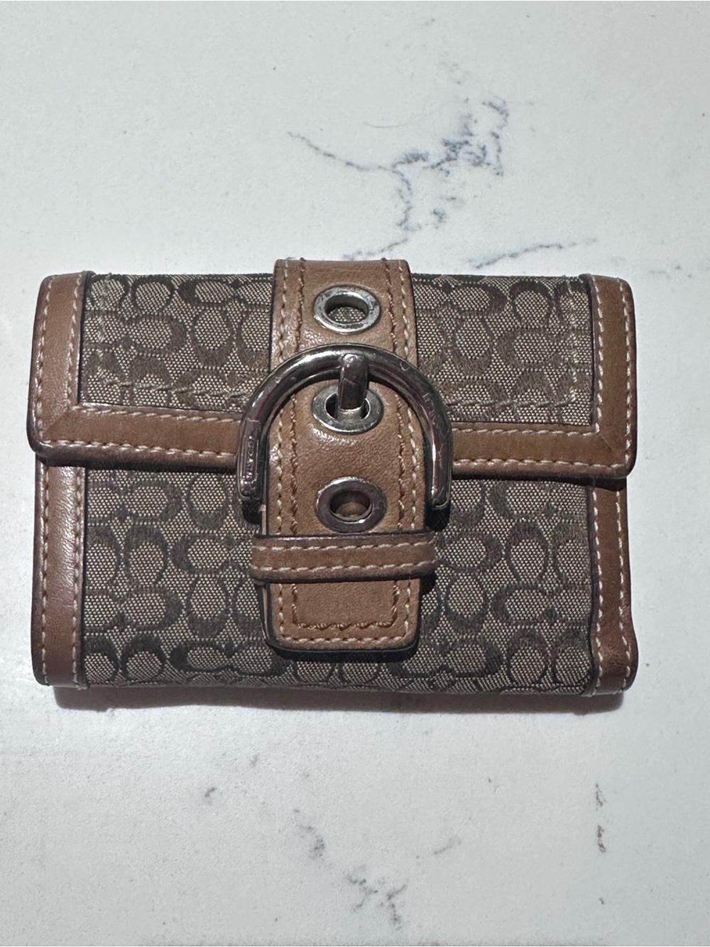 Coach Mini Soho Wallet brown leather canvas